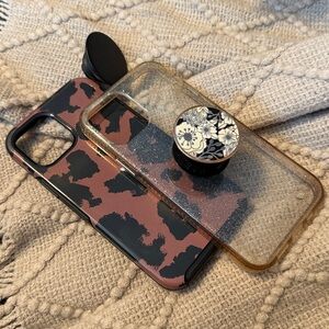 OtterBox Symmetry Spot On leopard case 12 & 12PRO. +bonus glitter popsocket case